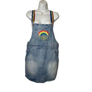 Spongebob Squarepants Skirtall Denim Overall Dress Pride Juniors Size Medium